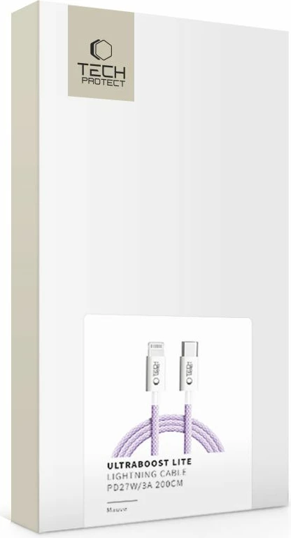 Kabllo karikimi Tech-Protect Ultraboost Lite, USB-C në Lightning, 2m, Violet