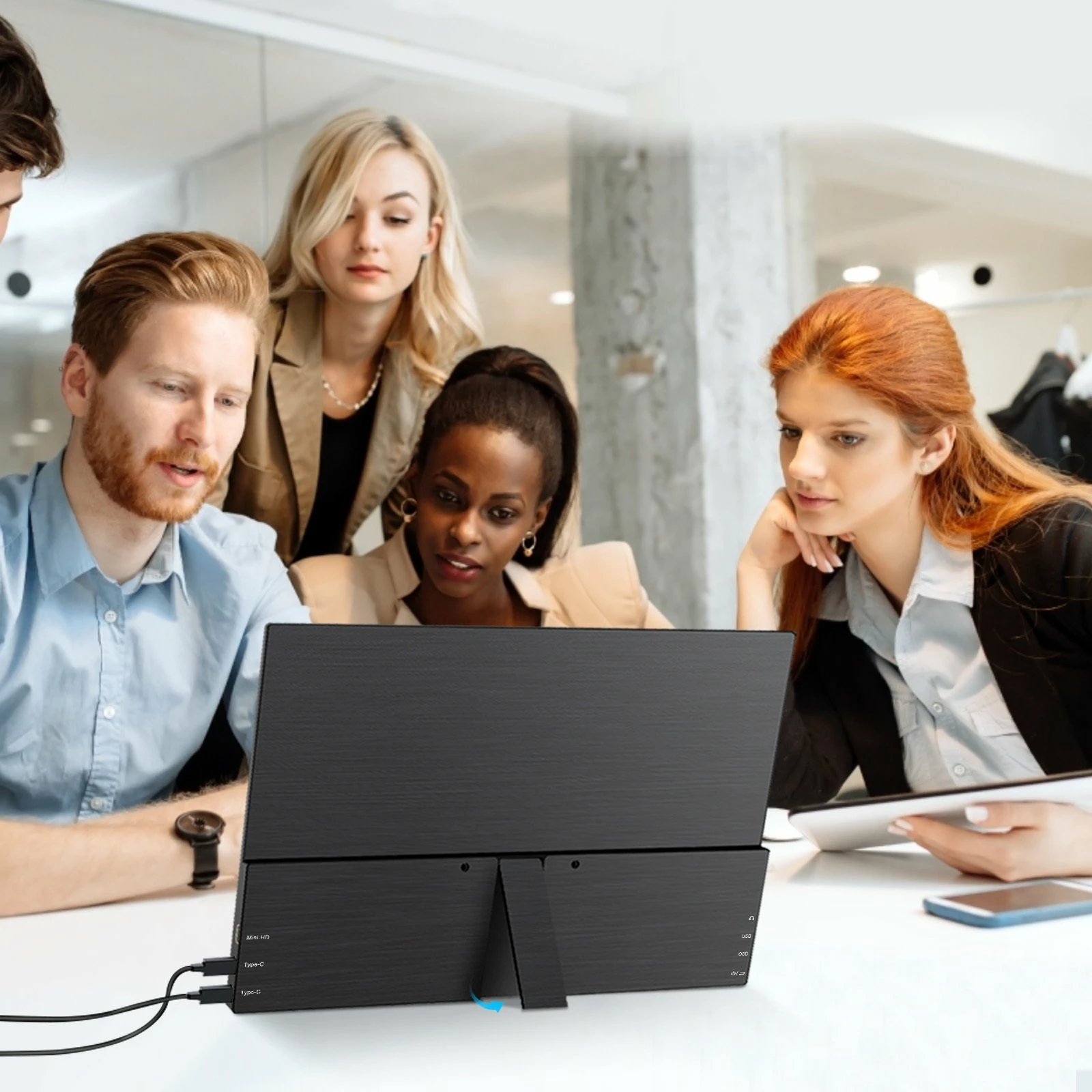 Monitor portativ Zeuslap P16T 16" WUXGA IPS touchscreen 60Hz, i zi, set me kabllo dhe mbështjellës