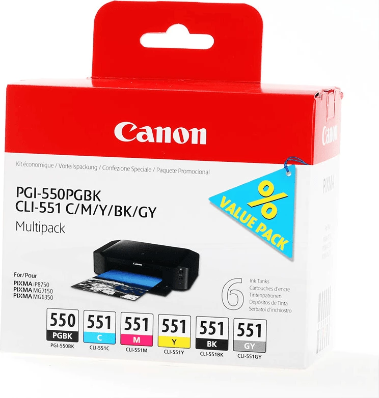 Kartrixh boje Canon PGI-550/CLI-551 6496B005 7 ml, e zezë/ciano/magenta/e verdhë/gri, multipack
