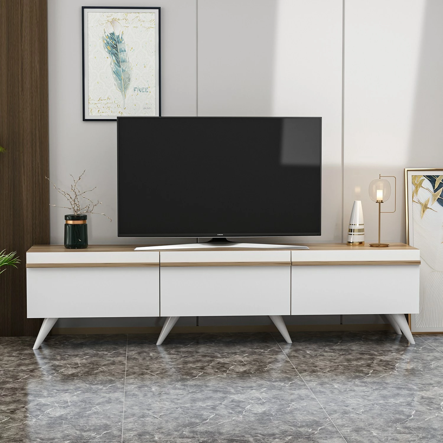 Komodë TV Hanah Home, Valentina, e bardhë
