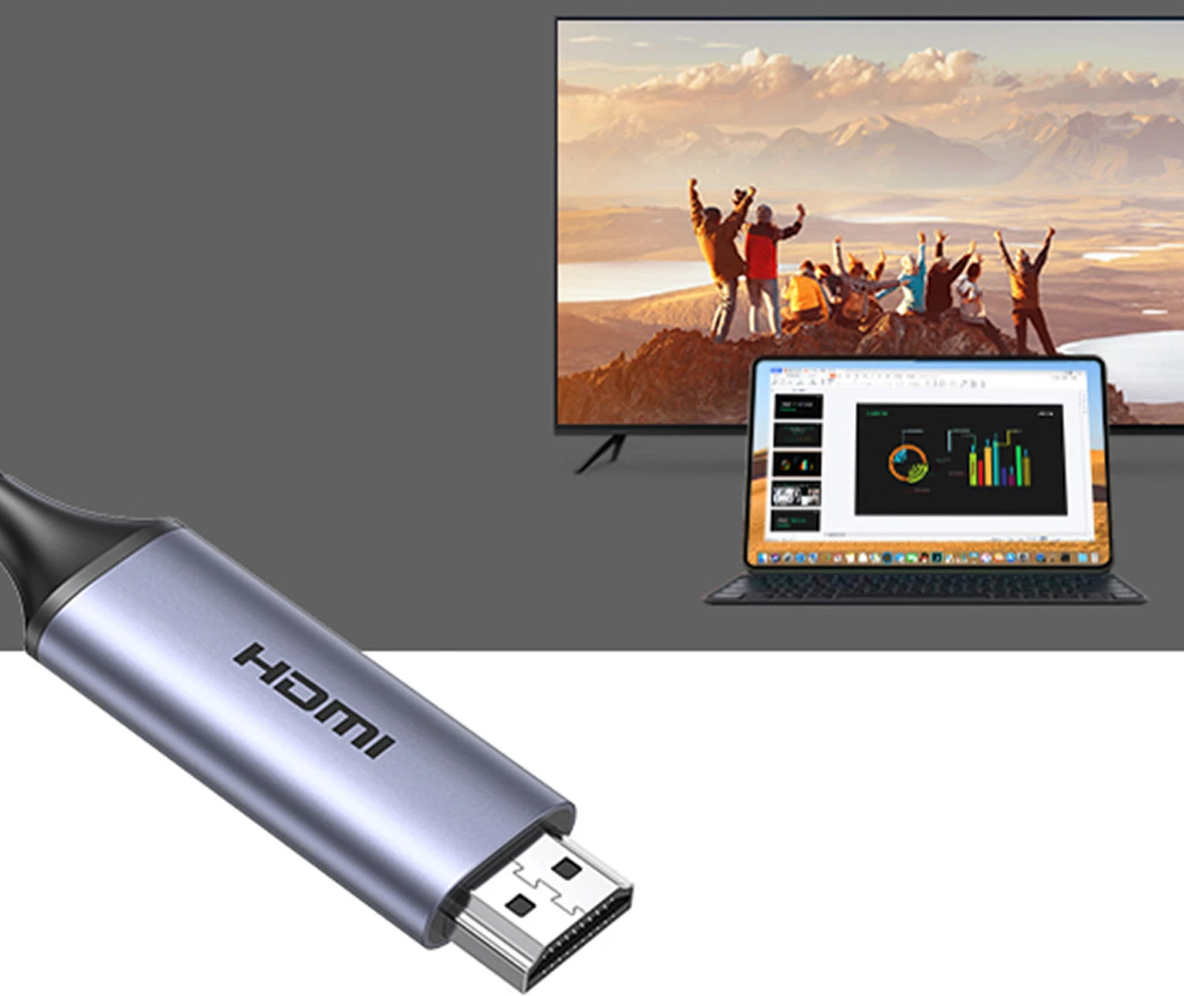 Kabllo USB-C në HDMI 2.1 Ugreen CM565, 1.5m, Gri