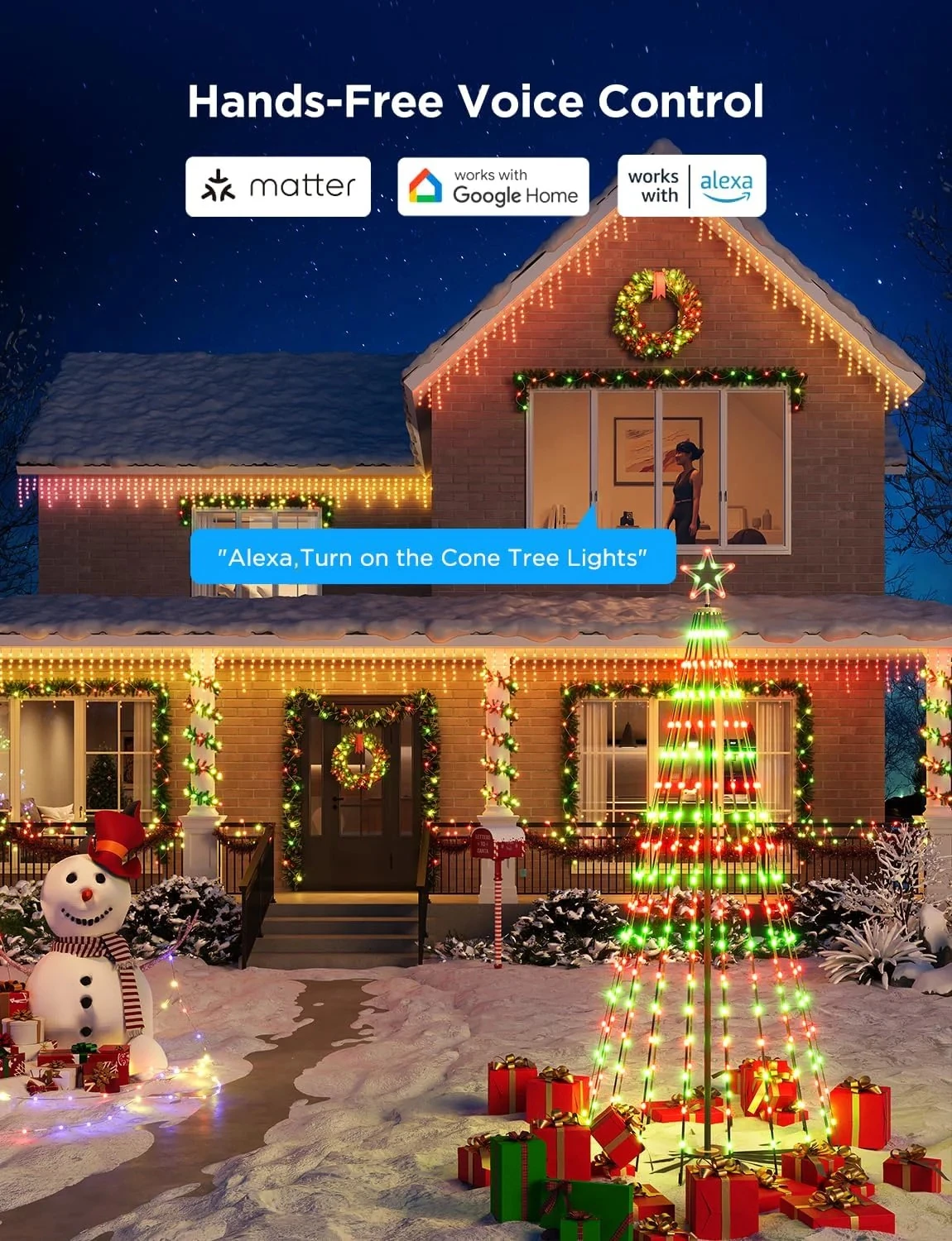 Drita dekorative smart Govee Cone Tree Lights RGBIC, IP65, 66 skena, me kontroll zanor, multicolor, set me 6 kunja