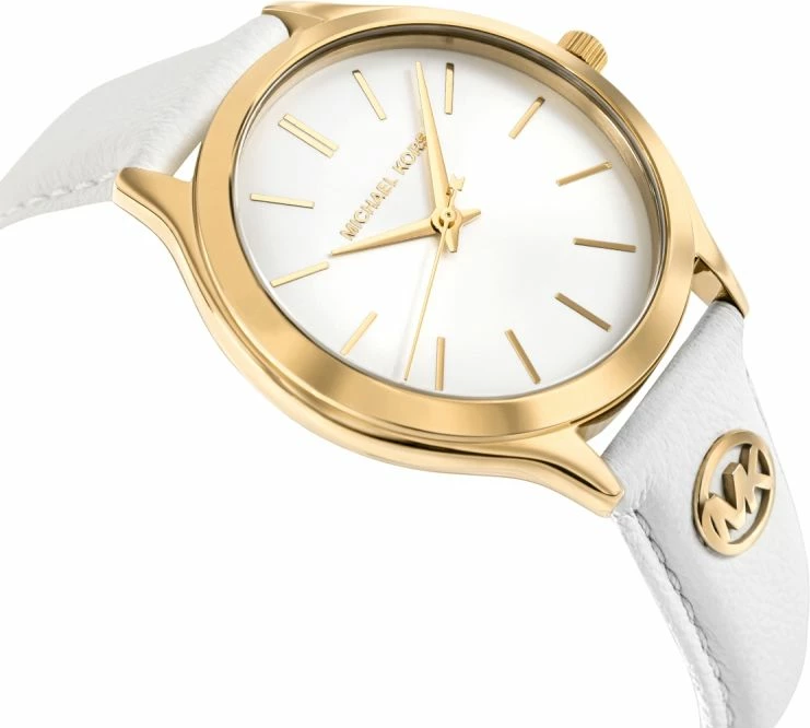 Orë dore femrash Michael Kors Slim Runway MK7544, e bardhë