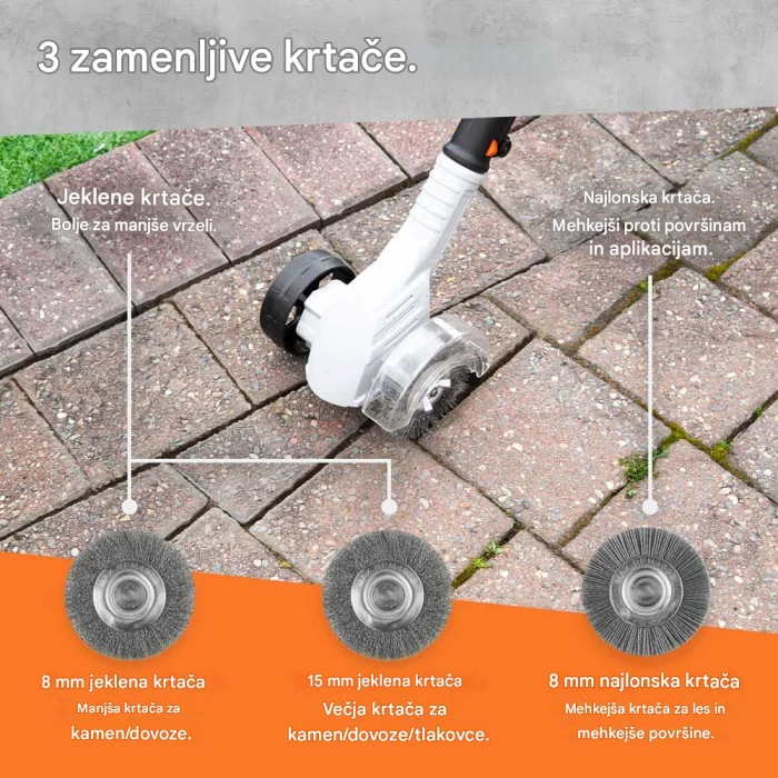 Heqës barërash elektrik VONHAUS G-Series 3500361, pa kabllo, bateri Li-Ion 4Ah, 3 furça, gri/zi