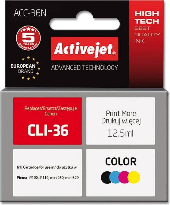 Ngjyrë zëvendësuese Activejet ACC-36N për printer Canon, 12.5ml