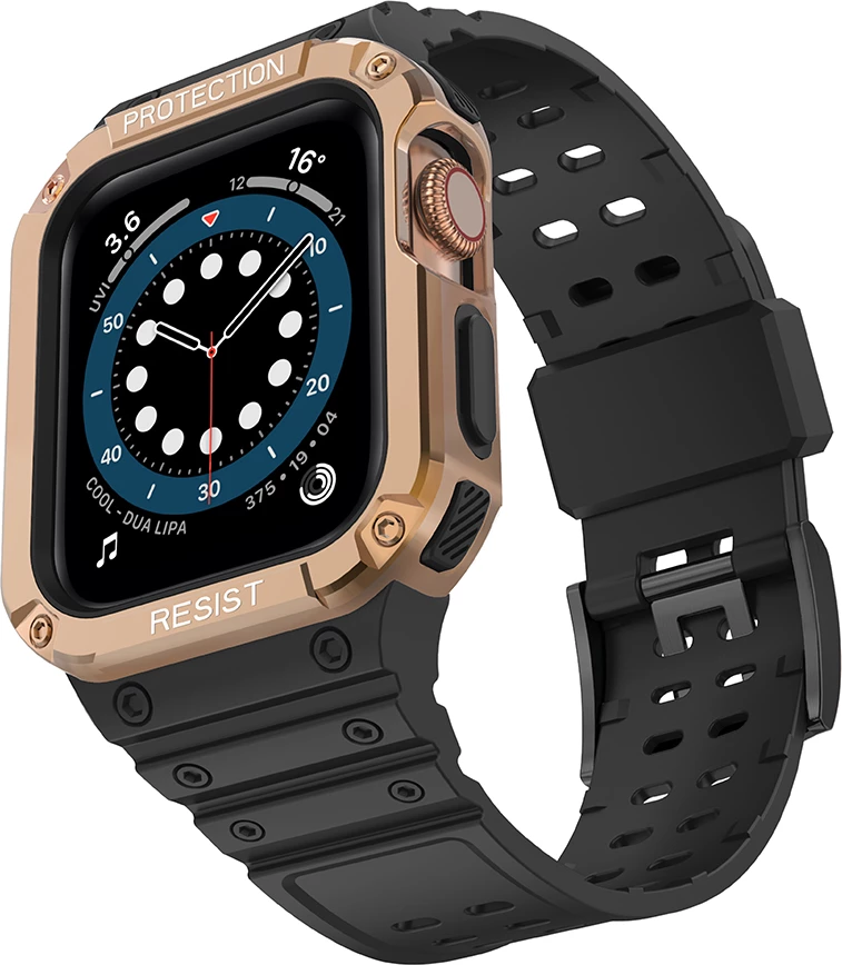 Rrip me kasë për Apple Watch Hurtel Protect Strap Band, 41/40/38mm, Gold/Black