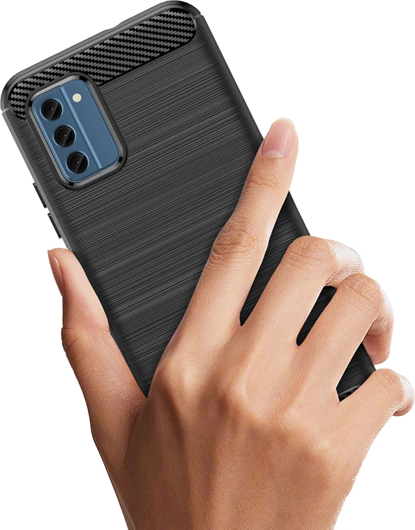 Mbështjellës Hurtel Carbon Case për Nokia C300, silikon, i zi