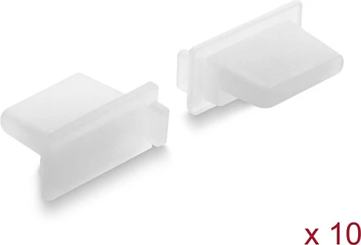 Kapak mbrojtës pluhuri DeLOCK për USB Type-A, set 10 copë, silikon, transparent