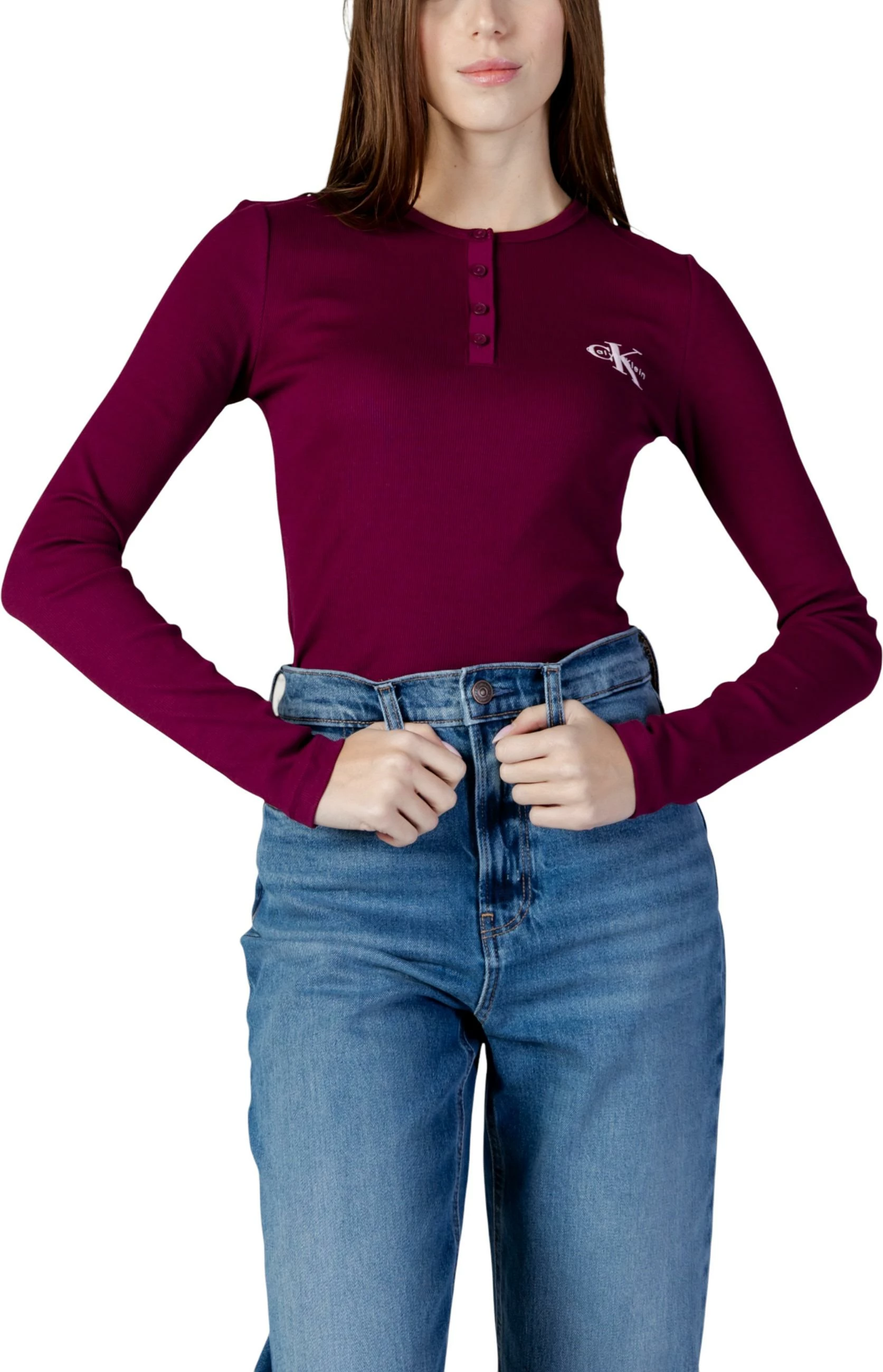 Maicë me mëngë të gjata për femra Calvin Klein Jeans LV047E201G, bordo [Madhësia: M]