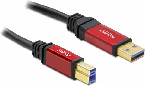 Kabllo USB DeLOCK USB-A në USB-B, 2m, USB 3.2 Gen 1, 5 Gbit/s, e kuqe