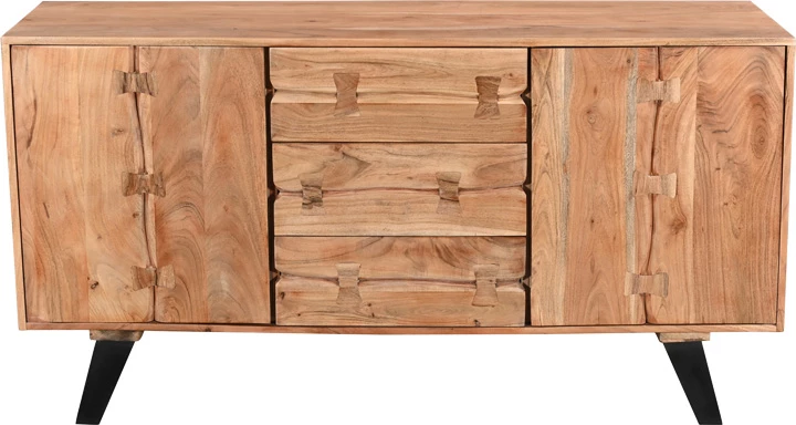 Bufe Leontina, dru akacie i fortë, këmbë metalike të zeza, 150x45x86cm