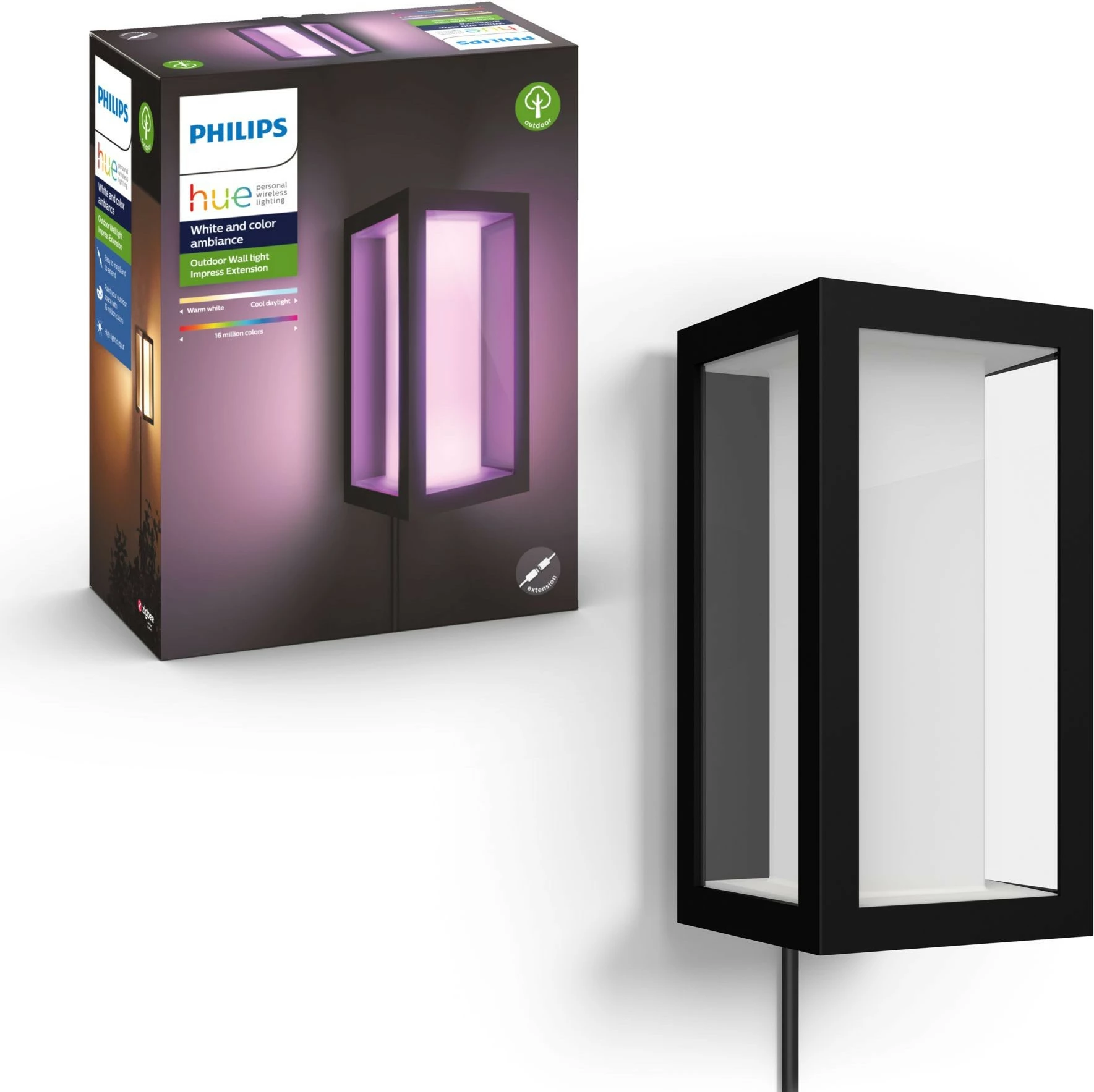 Dritë muri Philips Hue Impress, LED, e zezë, ngjyra të ndryshme