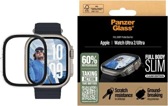 Mbrojtës ekrani PanzerGlass Full Body Slim për Apple Watch Ultra 2/Ultra 49mm, Transparent