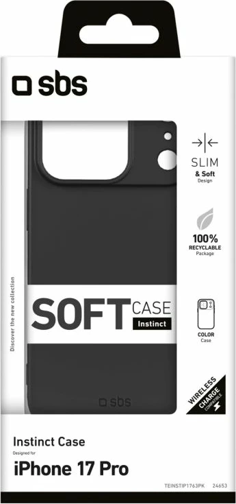 Kapak telefoni SBS Instinct për iPhone 17 Pro, i zi