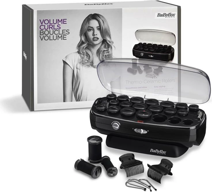 Rula flokësh me ngrohje, BaByliss RS035E, ceramic, madhësi të ndryshme, e zezë, set