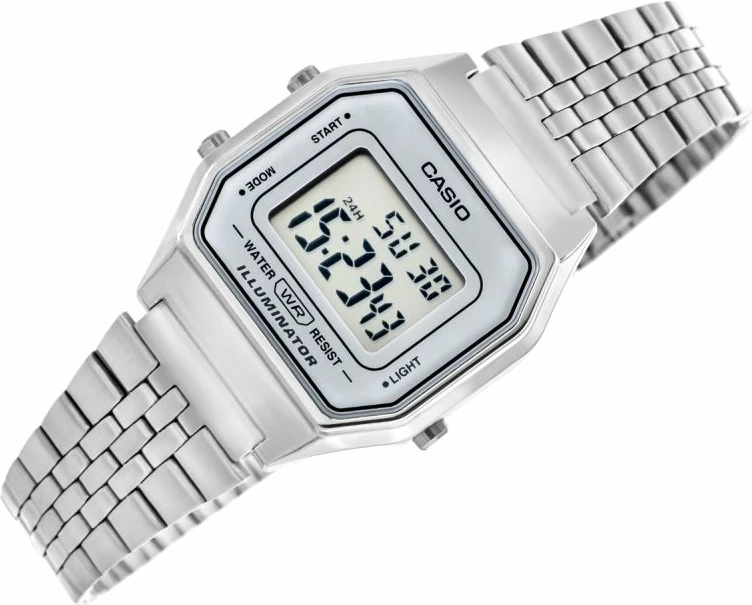 Orë dore digjitale për femra CASIO, argjend