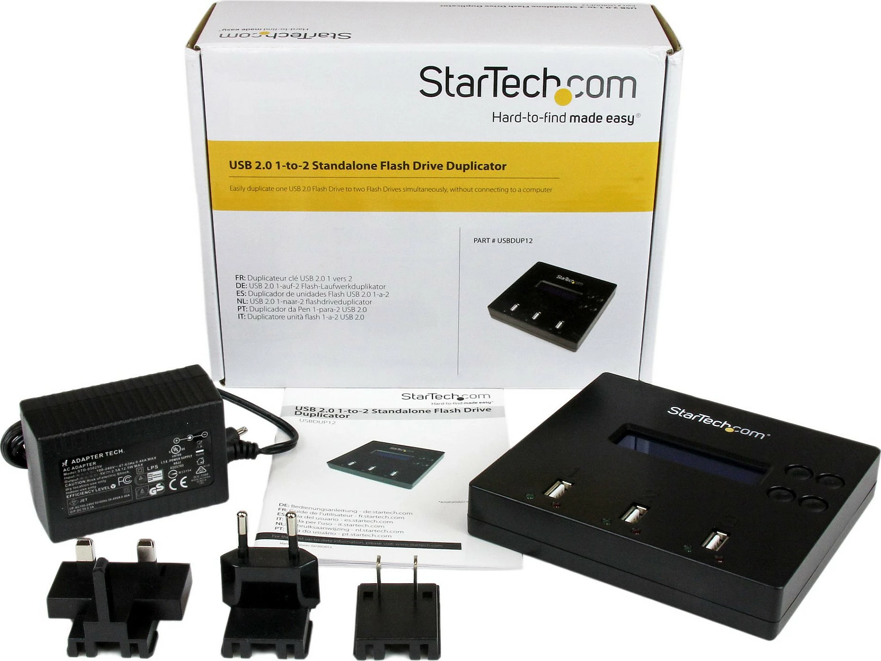 Duplikator USB StarTech 1:2, USB 2.0, me ekran LCD, Copy/Erase, blu