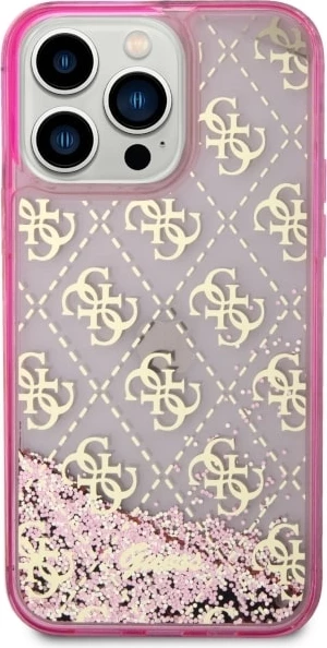 Mbështjellës Guess GUHCP14LLC4PSGP për iPhone 14 Pro 6.1", Liquid Glitter 4G, Rozë