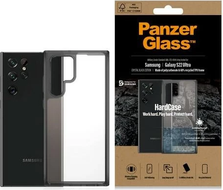 Mbështjellës PanzerGlass HardCase për Samsung Galaxy S22 Ultra, transparent