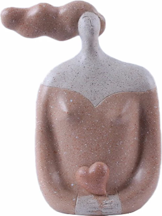 Figurë dekorative abstrakte, ngjyrë terrakote-gri, 17x8x21cm