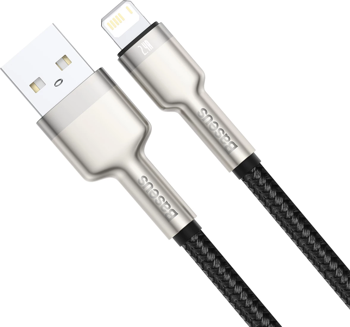 Kabllo Baseus Cafule Series Metal Data CALJK-A01, USB-A në Lightning, 1m, 2.4A, e zezë