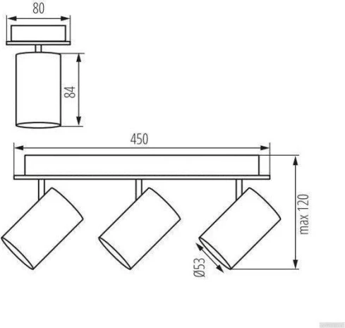 Spotlight tavanor GTV VENETO 3xGU10 230V IP20 450x80x120mm, i zi