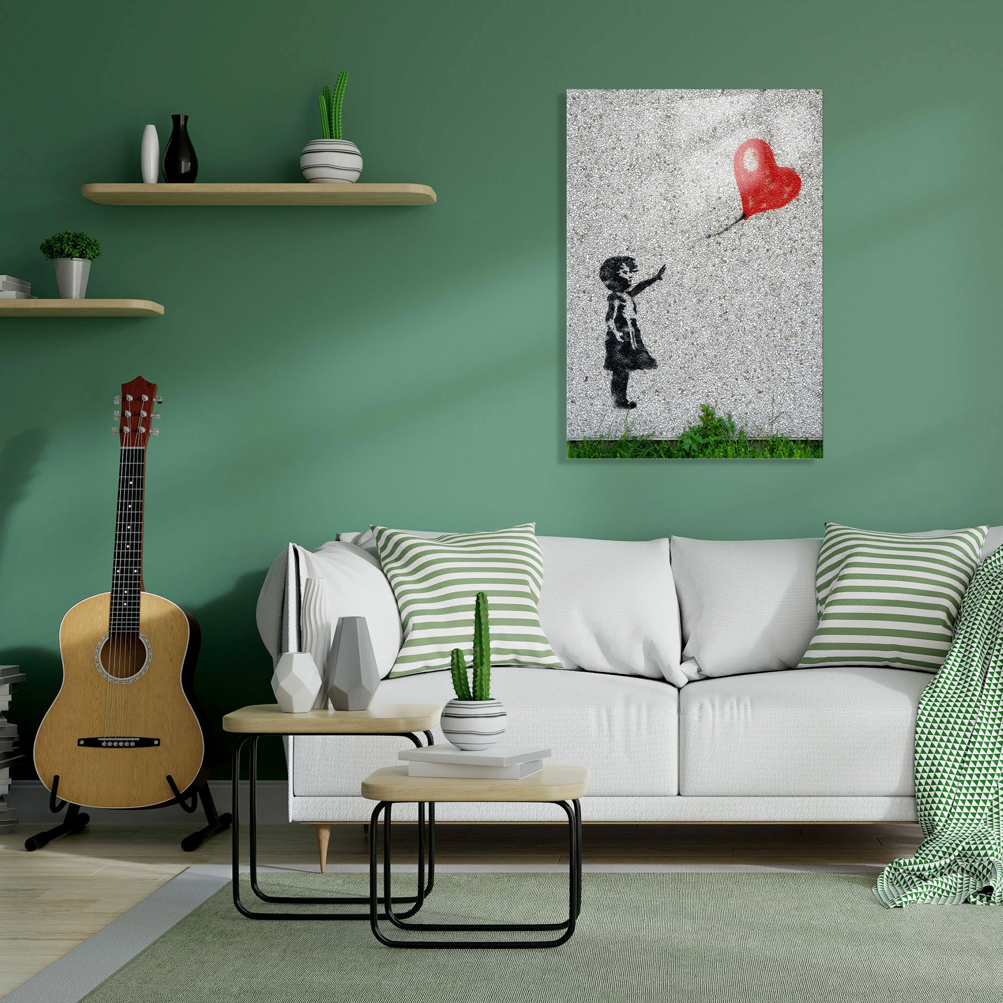 Pikturë dekorative prej xhami të temperuar, Banksy, UV-018, 45x65cm