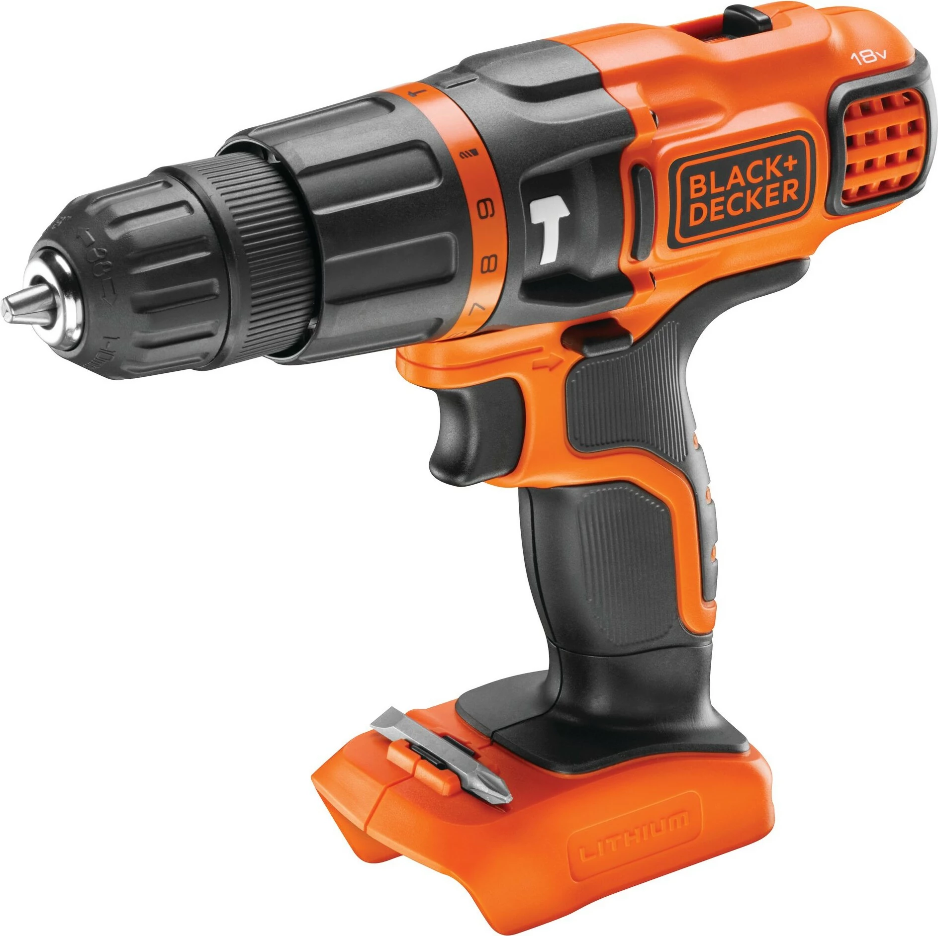 Pistol grip drill Black & Decker BDCH188N-XJ, 18V, 1350 RPM, 2.5 cm, 1 cm, 400 RPM, Black, Orange