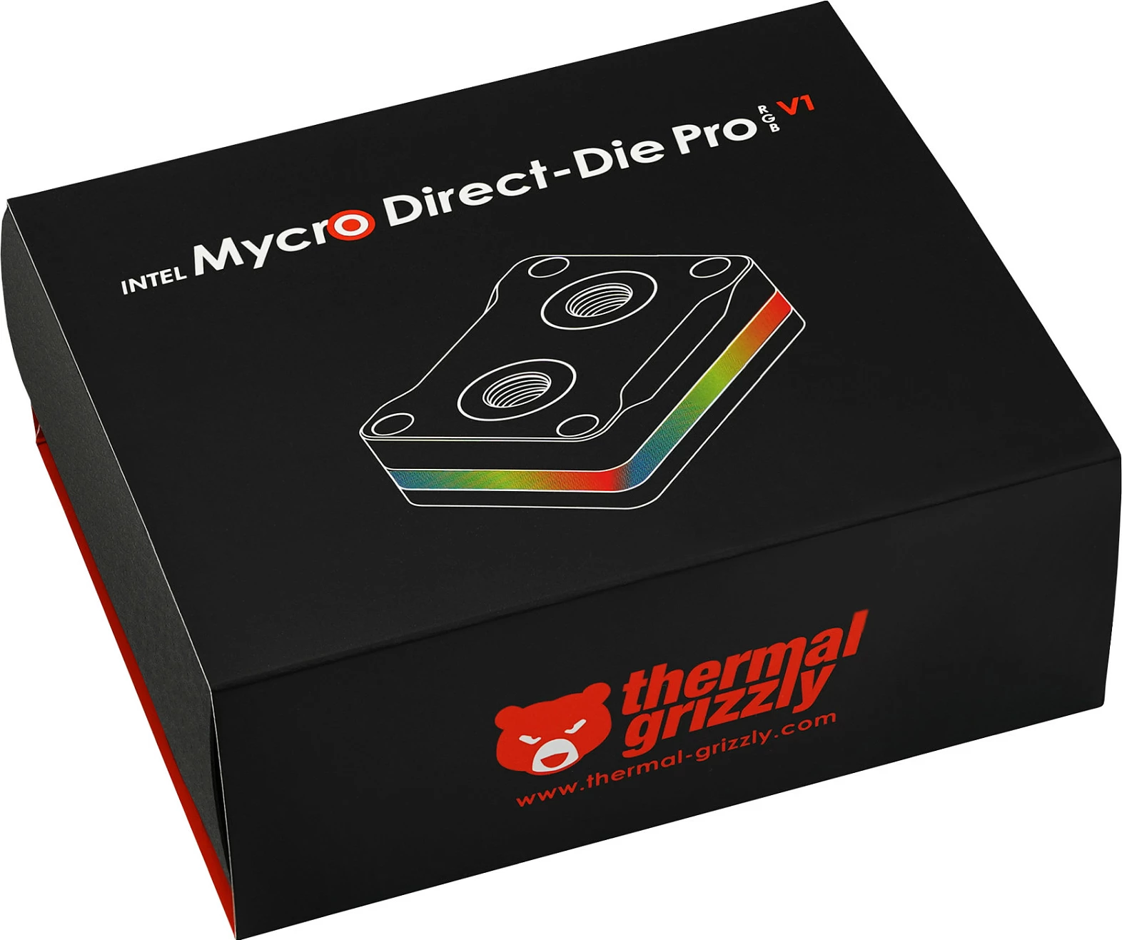 Bllok ftohës uji Thermal Grizzly Intel Mycro Direct-Die Pro RGB, i zi/transparent