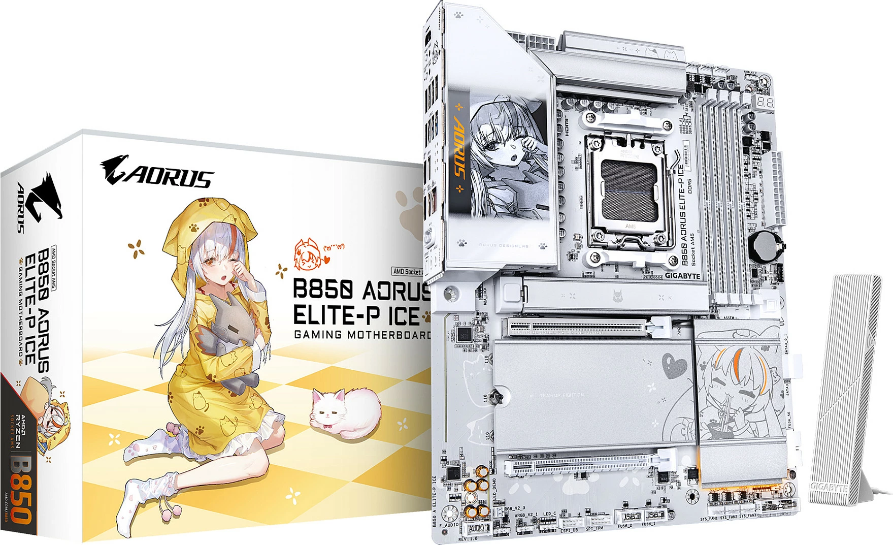 Pllakë amë Gigabyte B850 AORUS ELITE-P ICE, Socket AM5, 4xDDR5, HDMI, e bardhë