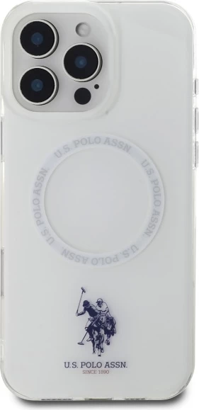 Mbështjellës U.S. Polo Assn. IML Ring MagSafe për iPhone 16 Pro Max, Bardhë