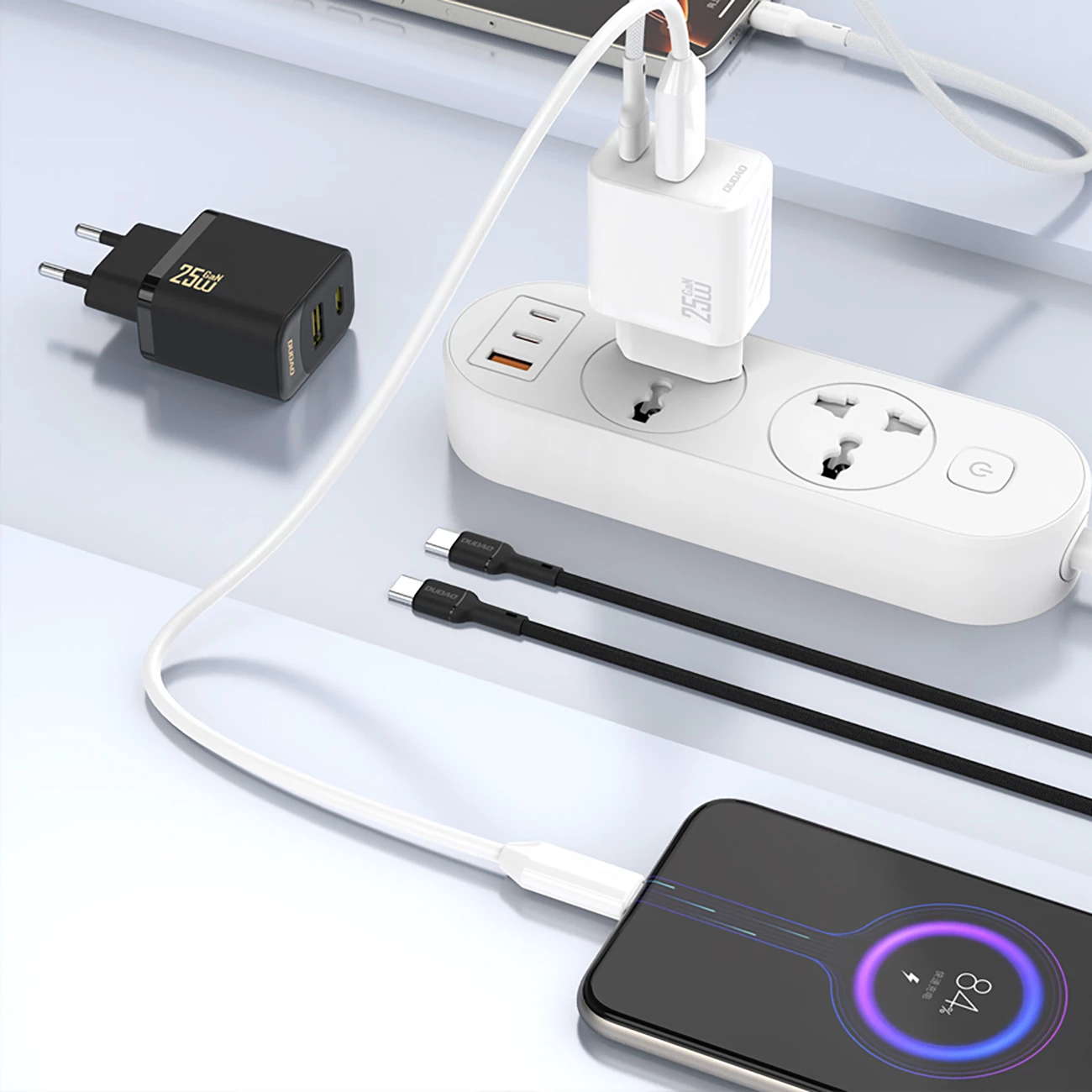 Karikues muri Dudao A27, 25W, GaN, USB-C, Bardhë