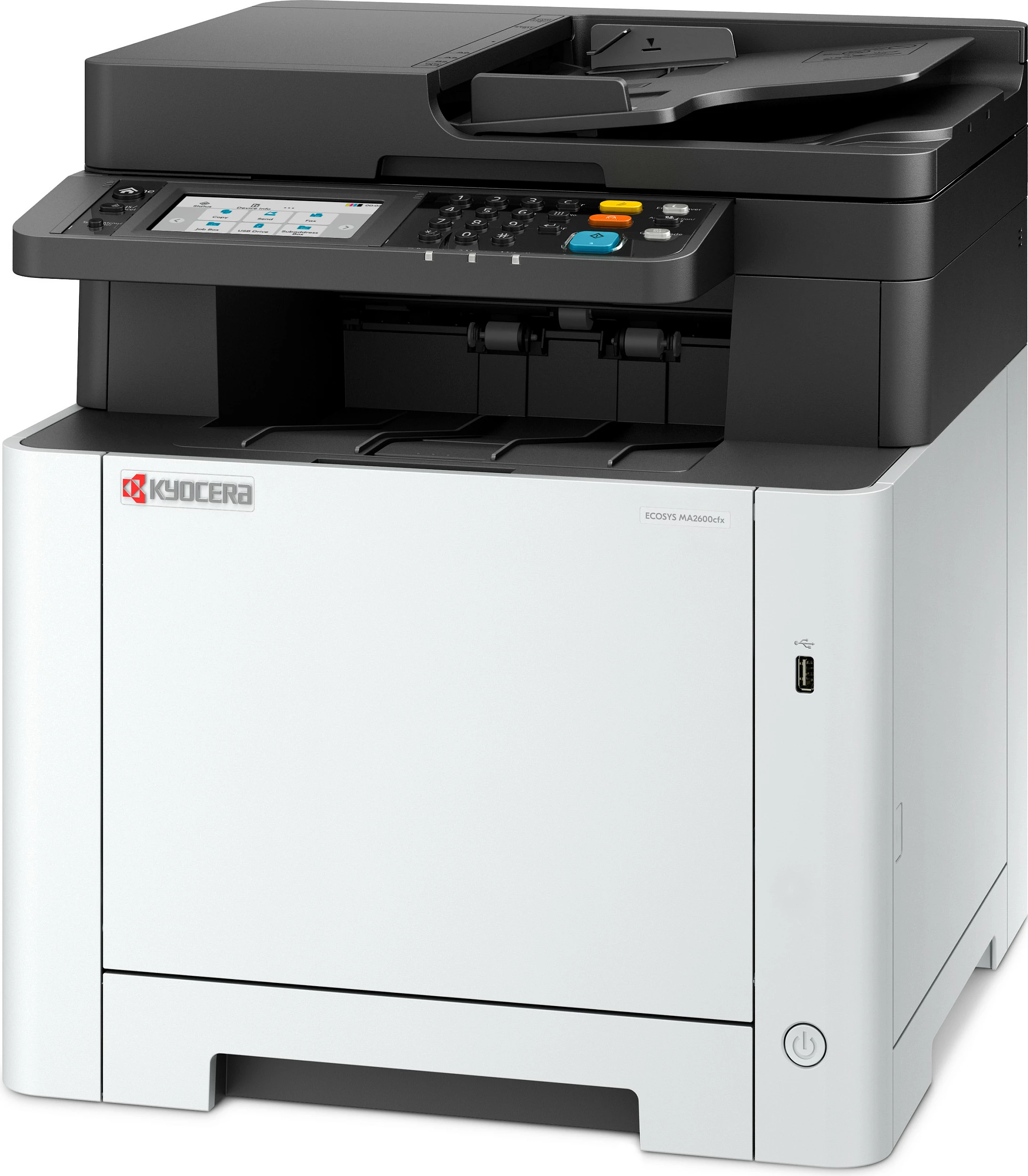 Printer multifunksional Kyocera ECOSYS MA2600cfx, laser me ngjyra, A4, duplex, ADF 50 fletë, bardhë/zi