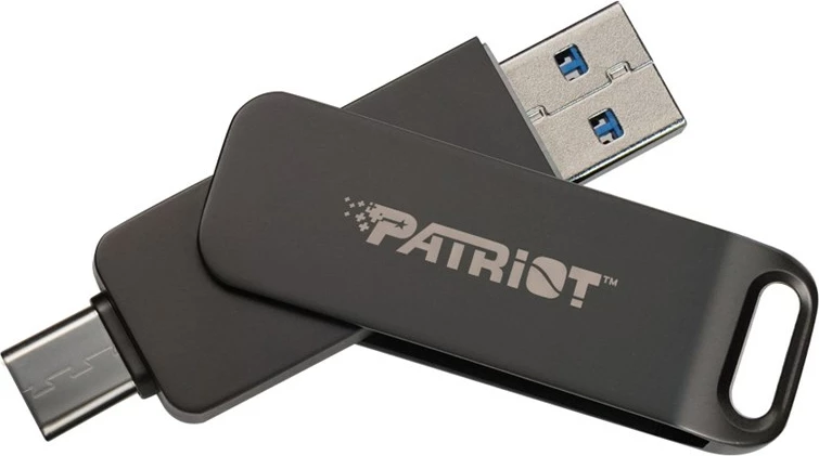 Flashdrive Patriot Rage R550, 256GB, USB A+C, Dizajn rrotullues, E zezë