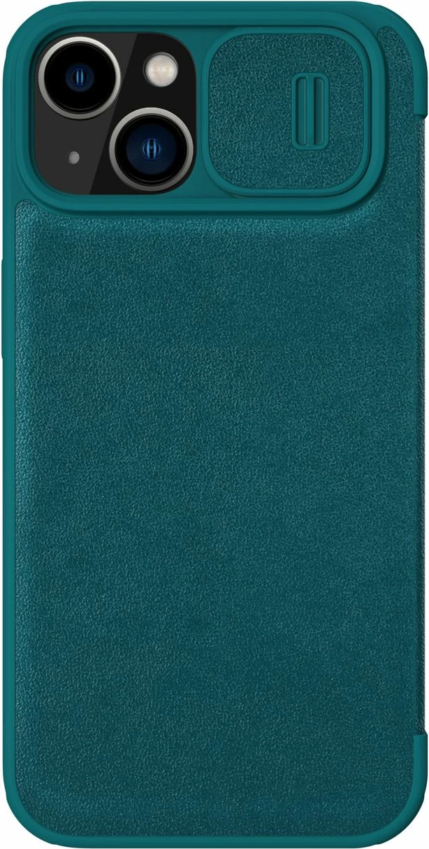 Mbështjellës Nillkin Qin Leather Pro Case për iPhone 14 Plus, me kapak dhe mbrojtje kamere, Gjelbër