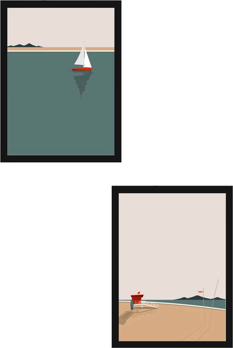 Pikturë dekorative me kornizë MDF (2 copë), Wallity, Huhu486S, 30x40cm