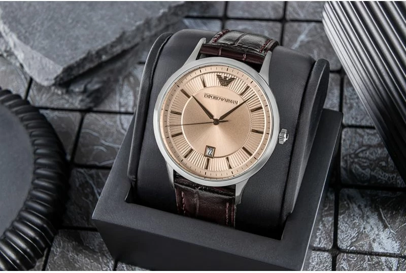 Orë dore meshkujsh Emporio Armani Renato AR11783, kafe