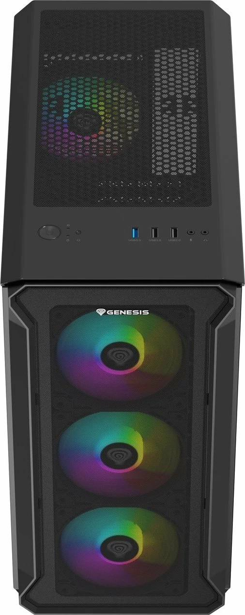 Kasë GENESIS Irid 503 ARGB V2 NPC-1559 Micro Tower, Micro-ATX/Mini-ITX, x4 ventilatorë ARGB 120mm, e zezë
