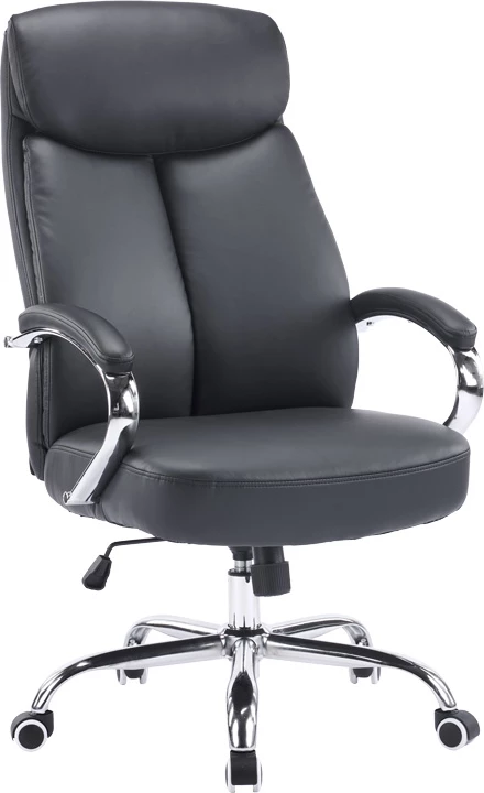 Karrige menaxheri për zyre Venza, lëkurë PU e zezë, 70x65x117-124cm