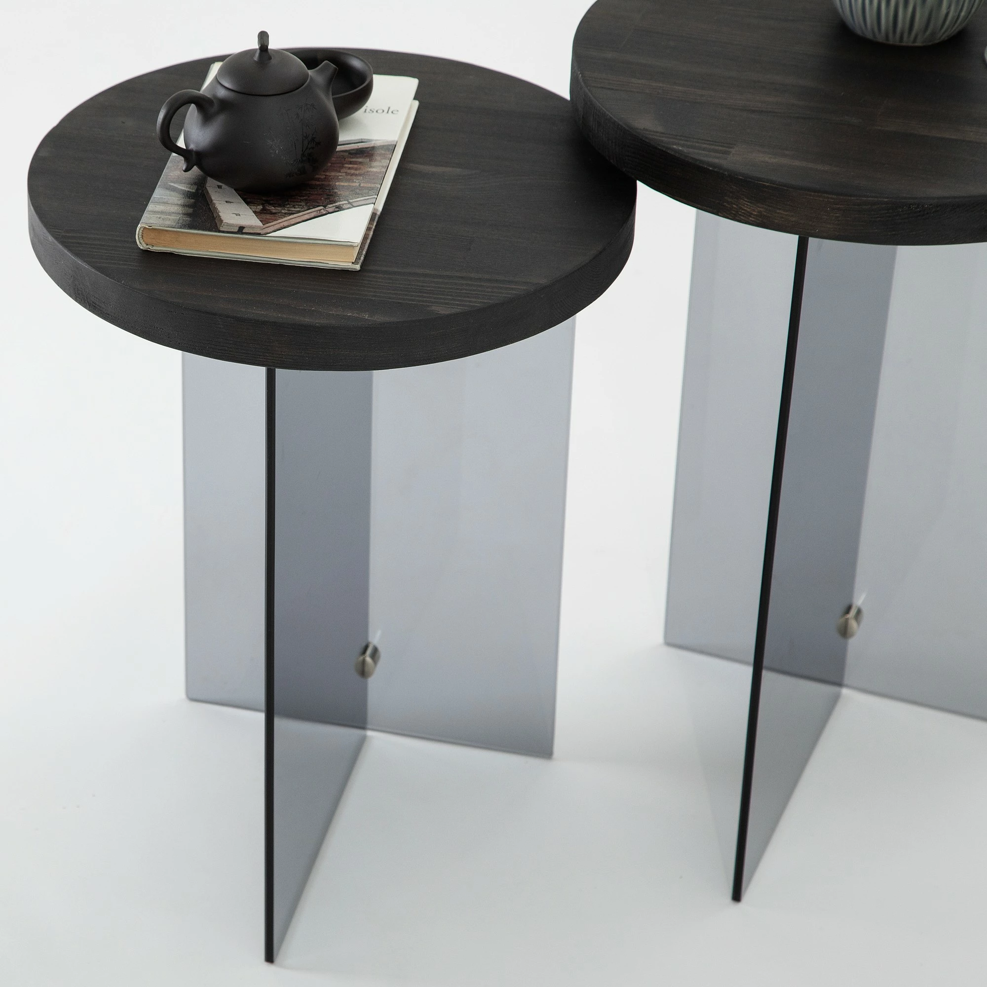 Set tavolinash kafeje Serenity 2, ngjyrë antracit, gri e errët, Skye Decor