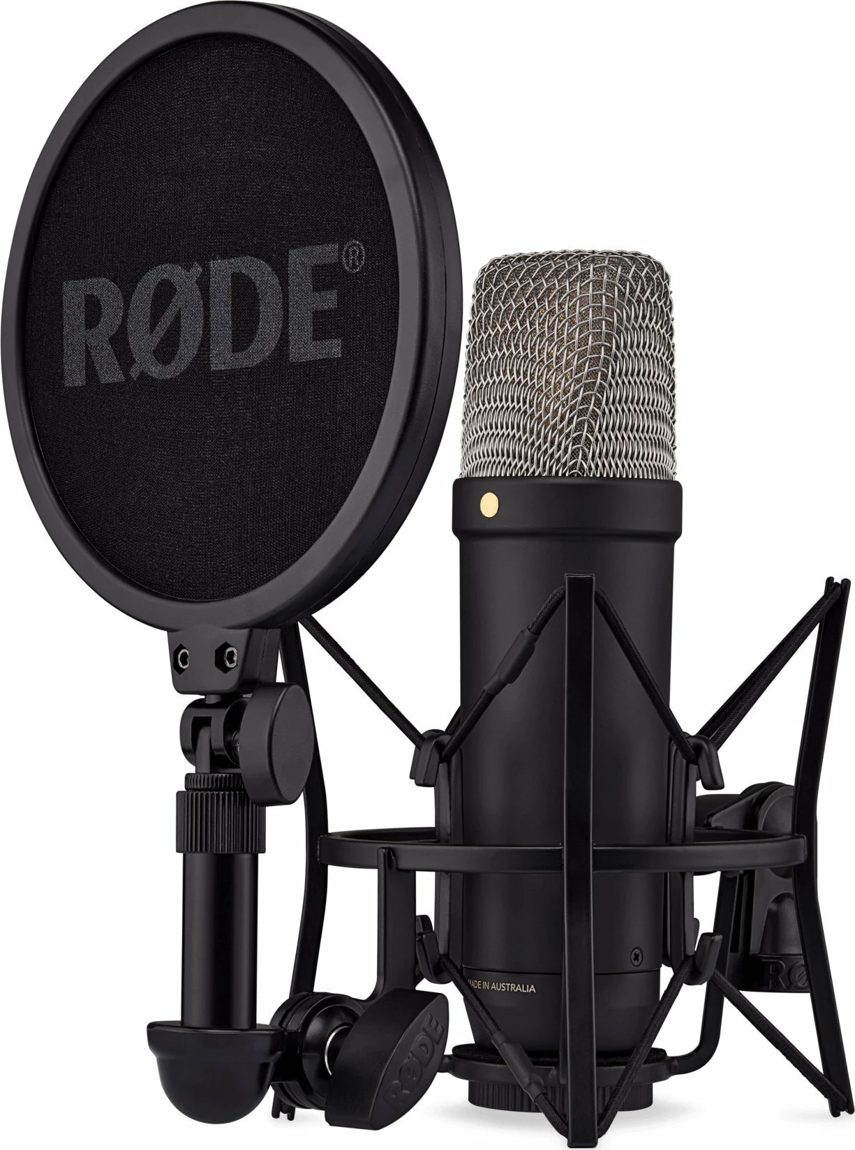 Mikrofon kondensator Rode NT1 5th Generation NT1GEN5B, USB-C/XLR, kardioid, 32-bit float, 192 kHz, i zi, set me shock mount + pop filter + kabllo XLR + kabllo USB-C