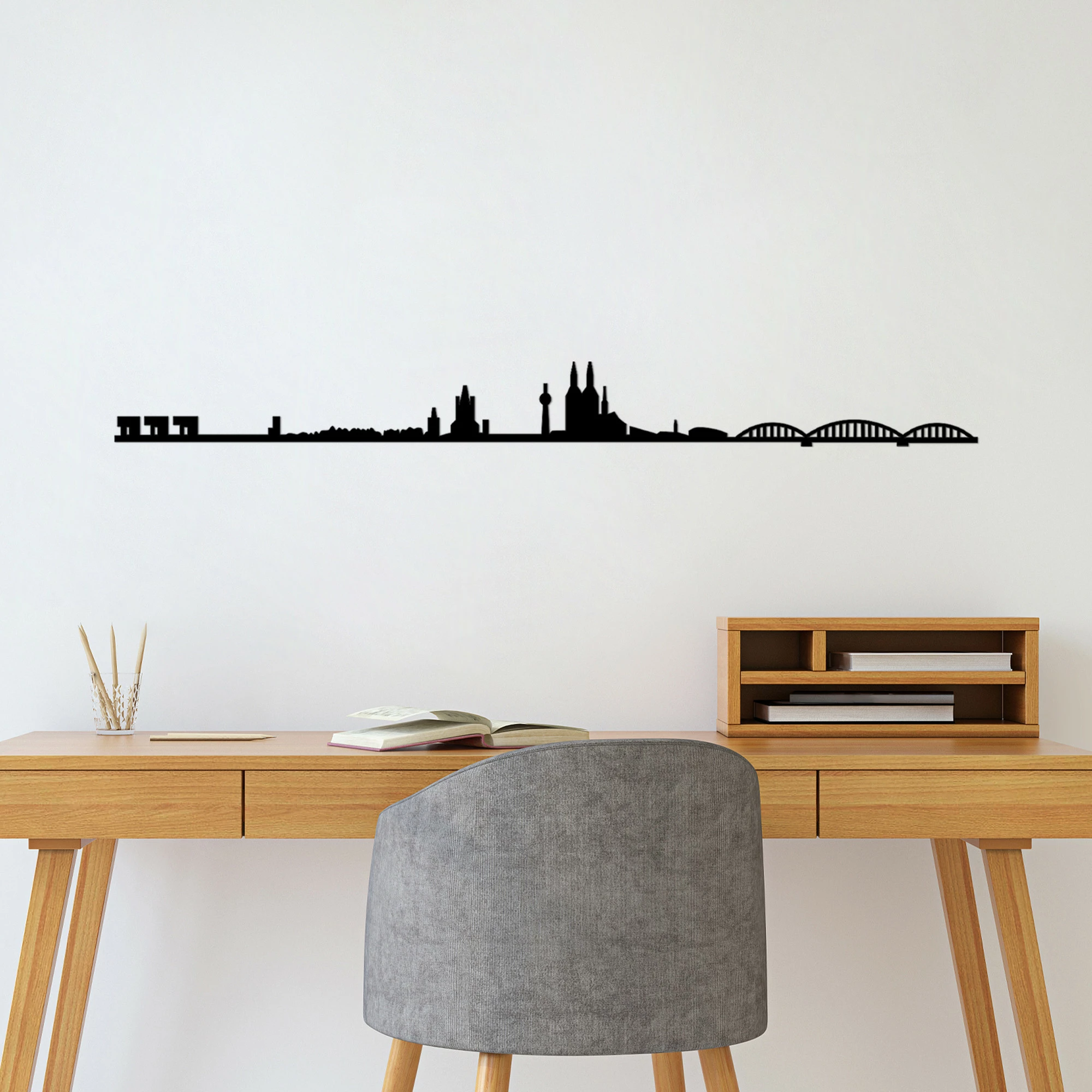 Aksesor dekorativ metalik për mur, skyline i Këlnit, Wallity