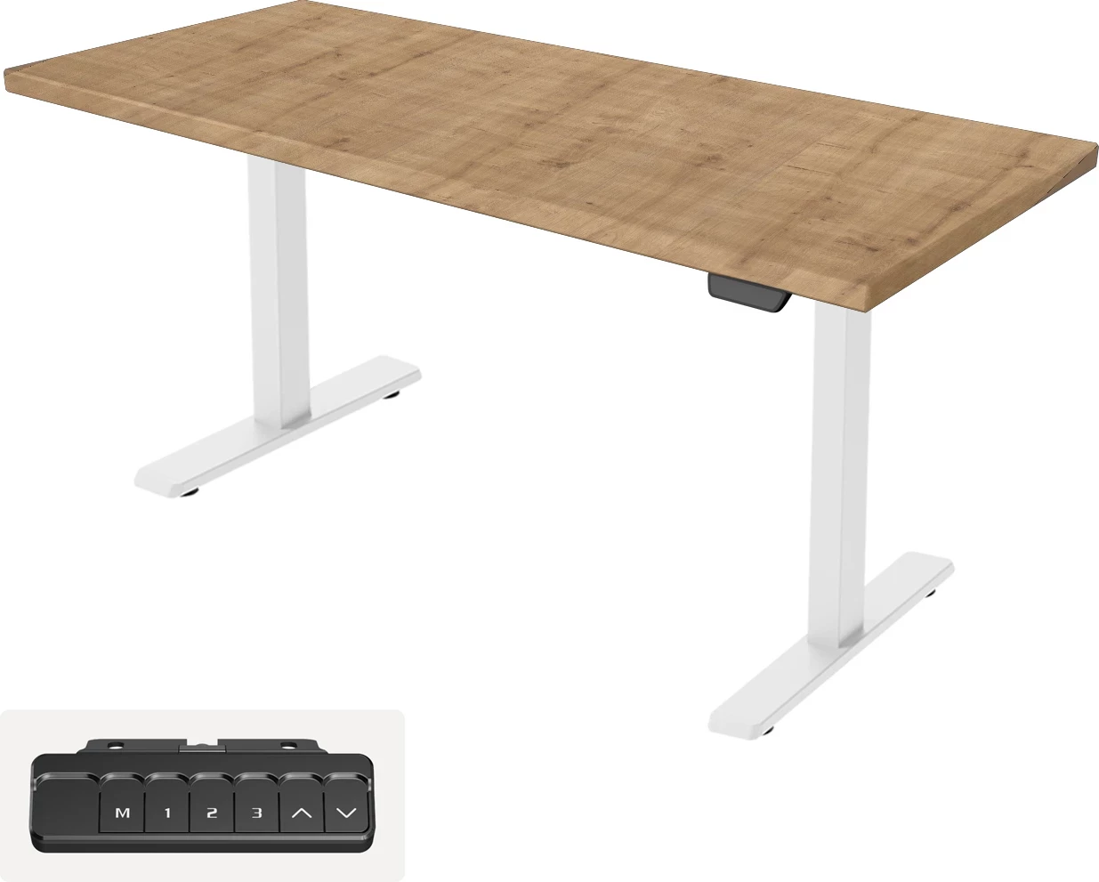 Tavolinë elektrike ngritje-ulje UVI Lite V2 139x68cm (Chalet Oak), kornizë e bardhë