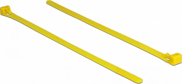 Lidhëse kabllosh DeLOCK 18759, releasable, nylon, 200 mm, 7.5 mm, 100 copë, e verdhë