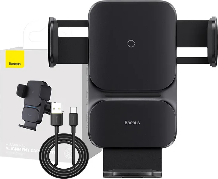 Mbështjellës Baseus Wisdom CGZX000001 për makinë, me karikim wireless 15W, i zi