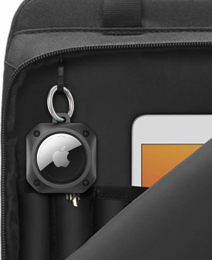 Mbështjellës Tech-Protect Rough Pro për Apple AirTag me karabinë, Zi