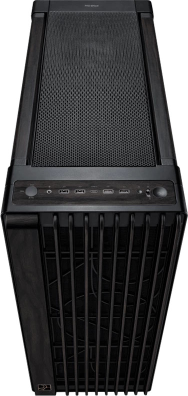 Kasë ASUS ProArt PA602 Wood Edition E-ATX, panel xhami i temperuar, radiator 420 mm, 1x140 mm + 2x200 mm ventilatorë, USB-C 20Gbps, e zezë
