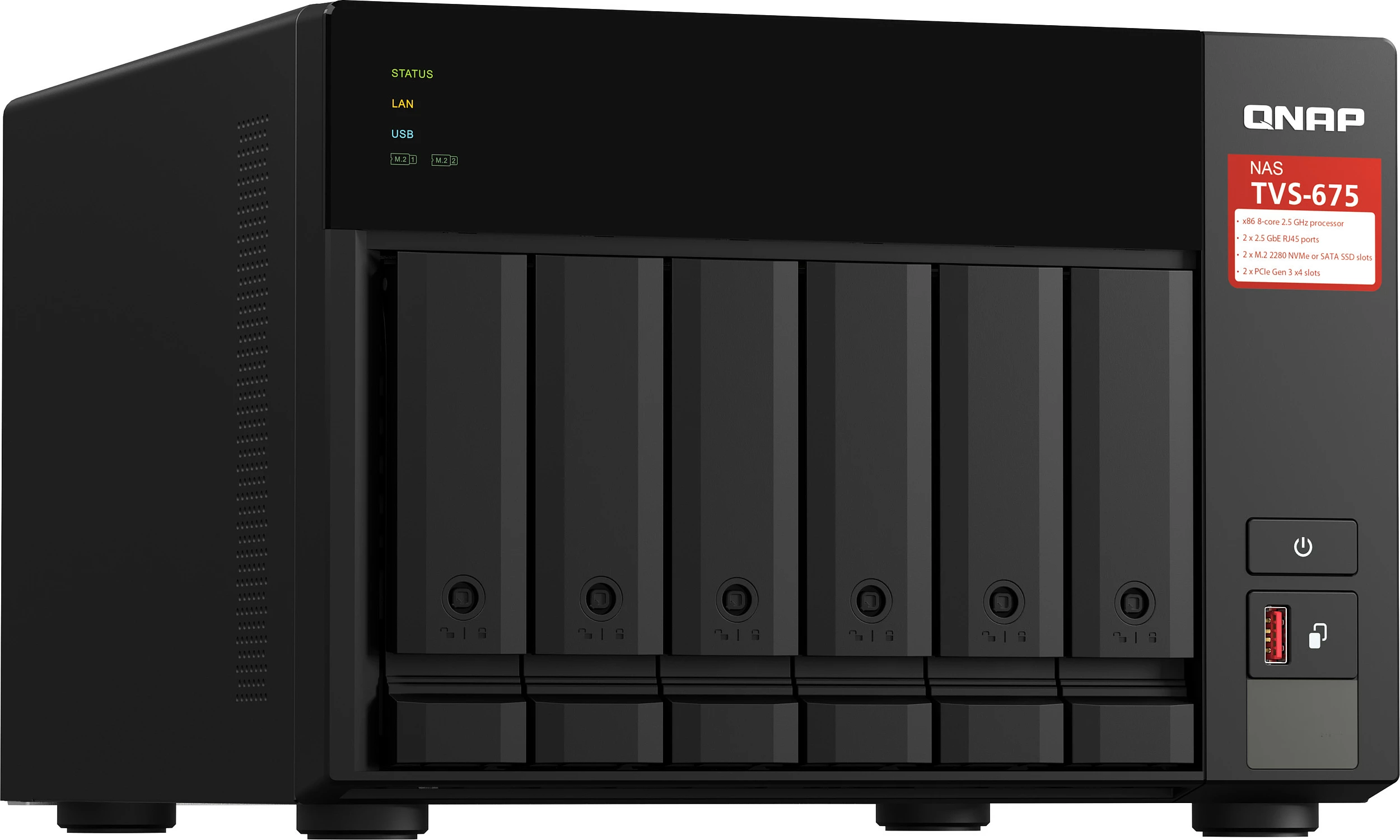 NAS QNAP TVS-675, 8GB DDR4, 6-Bay Tower, 2x 2.5GbE, HDMI 4K, i zi