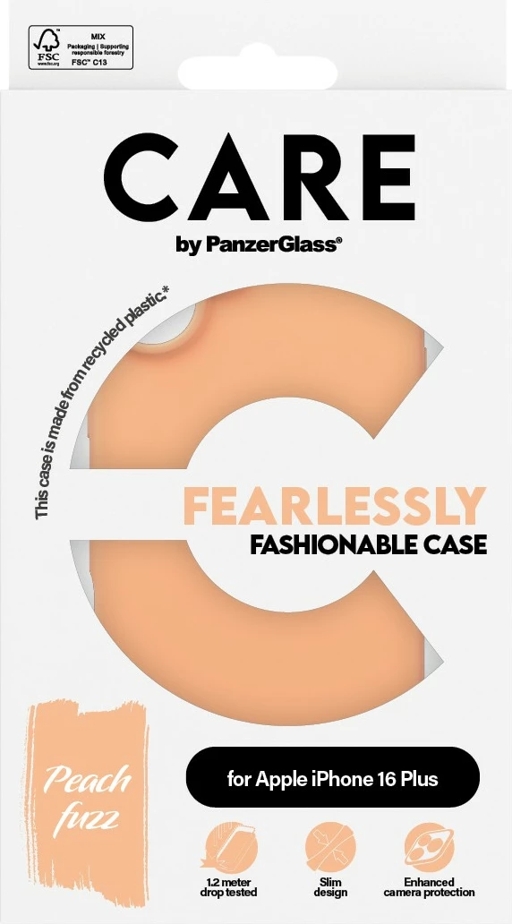 Mbështjellës PanzerGlass CARE Case Fashion Peachy për iPhone 16 Plus, silikon, rozë