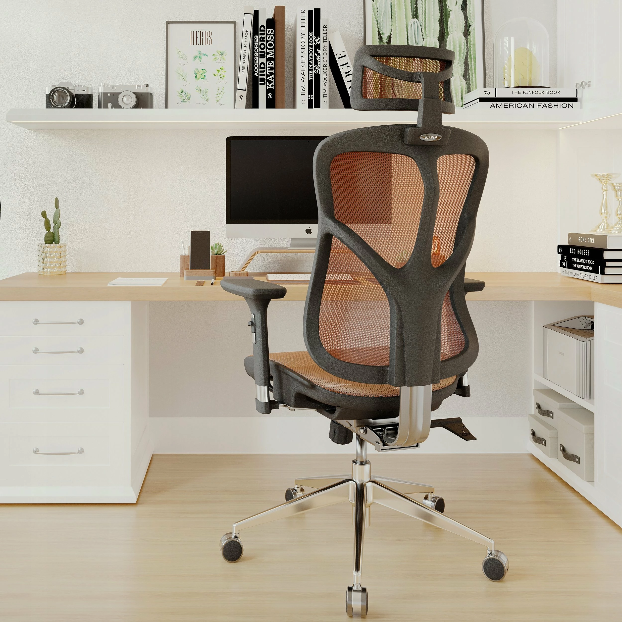 Karrige zyre ergonomike Diablo Chairs V-Basic, 140 kg, portokalli
